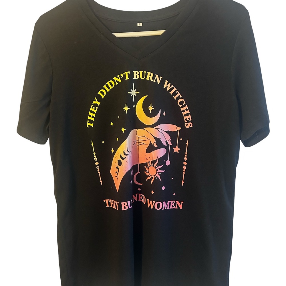 Black Graphic Tee with Colorful Print